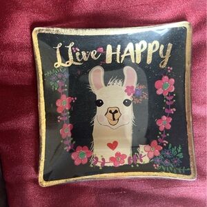 “LLive Happy” Llama Mini Glass Tray
